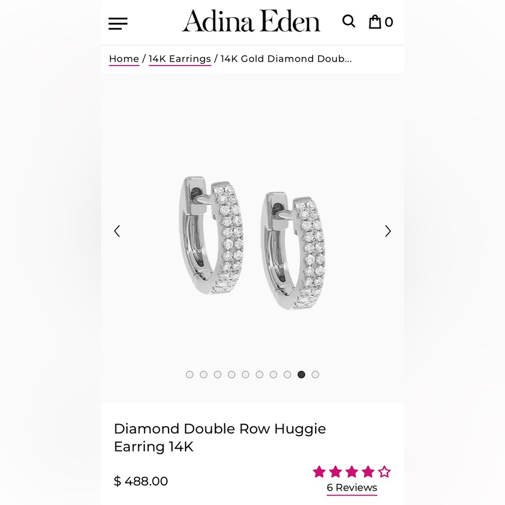 Diamond double row huggies